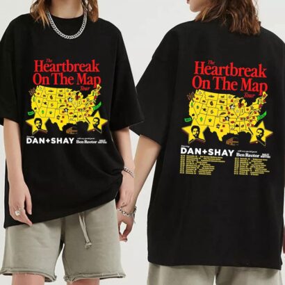 Dan + Shay 2024 Heartbreak on the Map Tour Shirt, Dan + Shay Band Fan Shirt, Dan + Shay 2024 Concert Shirt, Heartbreak on the Map Tour Tee