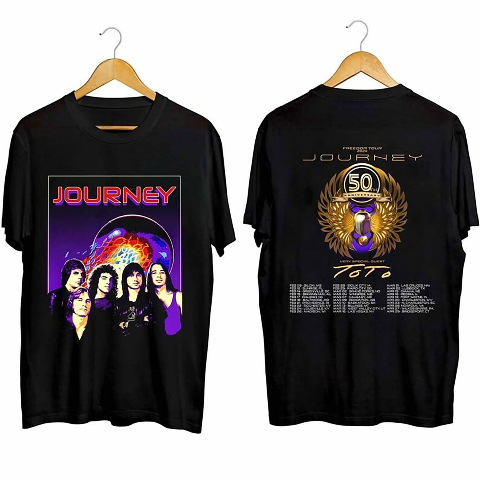 Journey Freedom Tour 2024 Shirt, Journey With Toto 2024 Concert Shirt, Journey Band Shirt