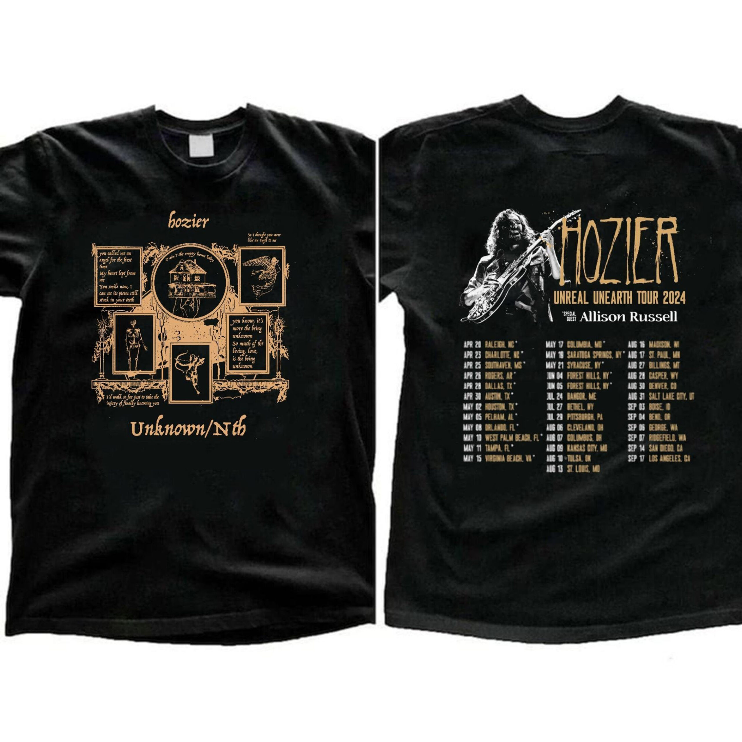 Hozier Tour 2024 Shirt, UnReal UnEarth Album Hozier 2024 Tour Shirt