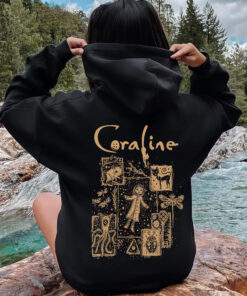 Coraline Sweatshirt, Coraline Cat Hoodie, Button Eyes T-shirt, Coraline Doll Tee