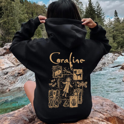 Coraline Sweatshirt, Coraline Cat Hoodie, Button Eyes T-shirt, Coraline Doll Tee