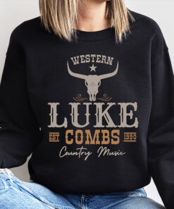 Luke Combs EST 1990 T Sweatshirt, Concert Hoodie, Western Luke Combs Bullhead Tour 2024 Merch, Country Music Fan, Cowboy Combs Sweatshirt