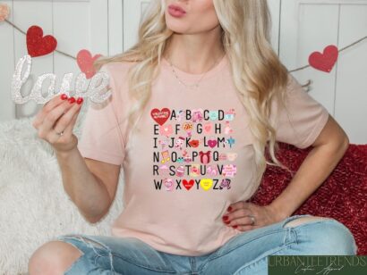 Valentines Day Valentine Alphabet Shirt, Teacher Valentines Day Shirt, ABCD Teacher Valentines Gift