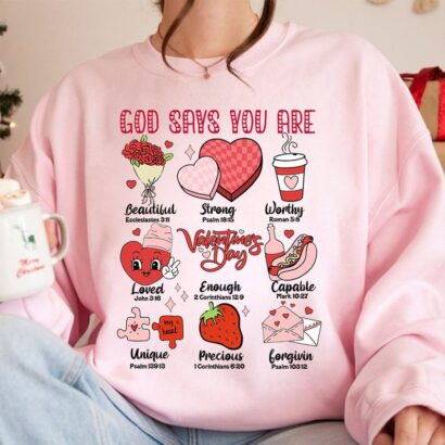 God Says You Are Valentine Shirt, Jesus Valentine Shirt, Valentine Doodle Shirt, Christian Valentine Shirt