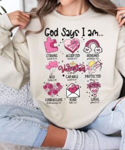 God Says You Are Valentine Shirt, Jesus Valentine Shirt, Valentine Doodle Shirt