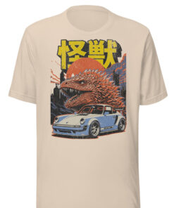 Godzilla and Car Japanese shirt, Godzilla movie shirt