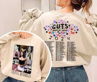 Olivia Guts Tour 2024 Sweatshirt, Olivia Rodrigo Guts Shirt, Olivia Track List Aesthetic Merch