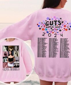 Olivia Guts Tour 2024 Sweatshirt, Olivia Rodrigo Guts Shirt, Olivia Track List Aesthetic Merch