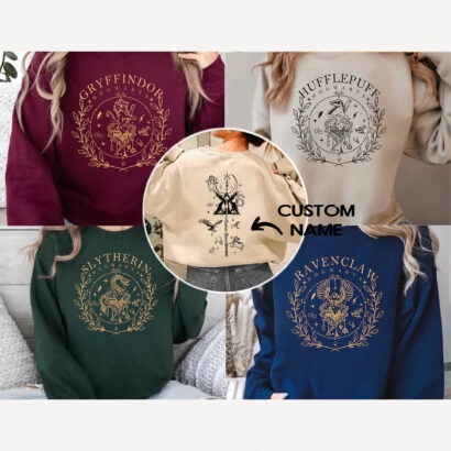 Custom Name Wizard House Sweatshirts, Hogwarts House Sweatshirt, Wizarding World Shirt, Magic World Shirt