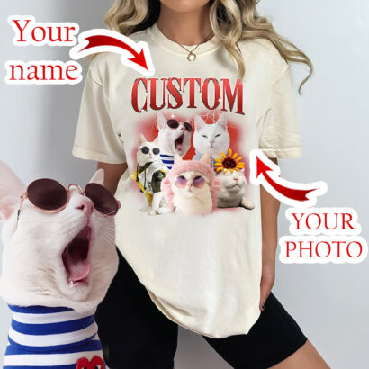 Vintage Custom Dog Shirt, Retro 90's Custom Photo Shirt, Personalized Pet Shirt, Insert Pet Design Personalized Gift