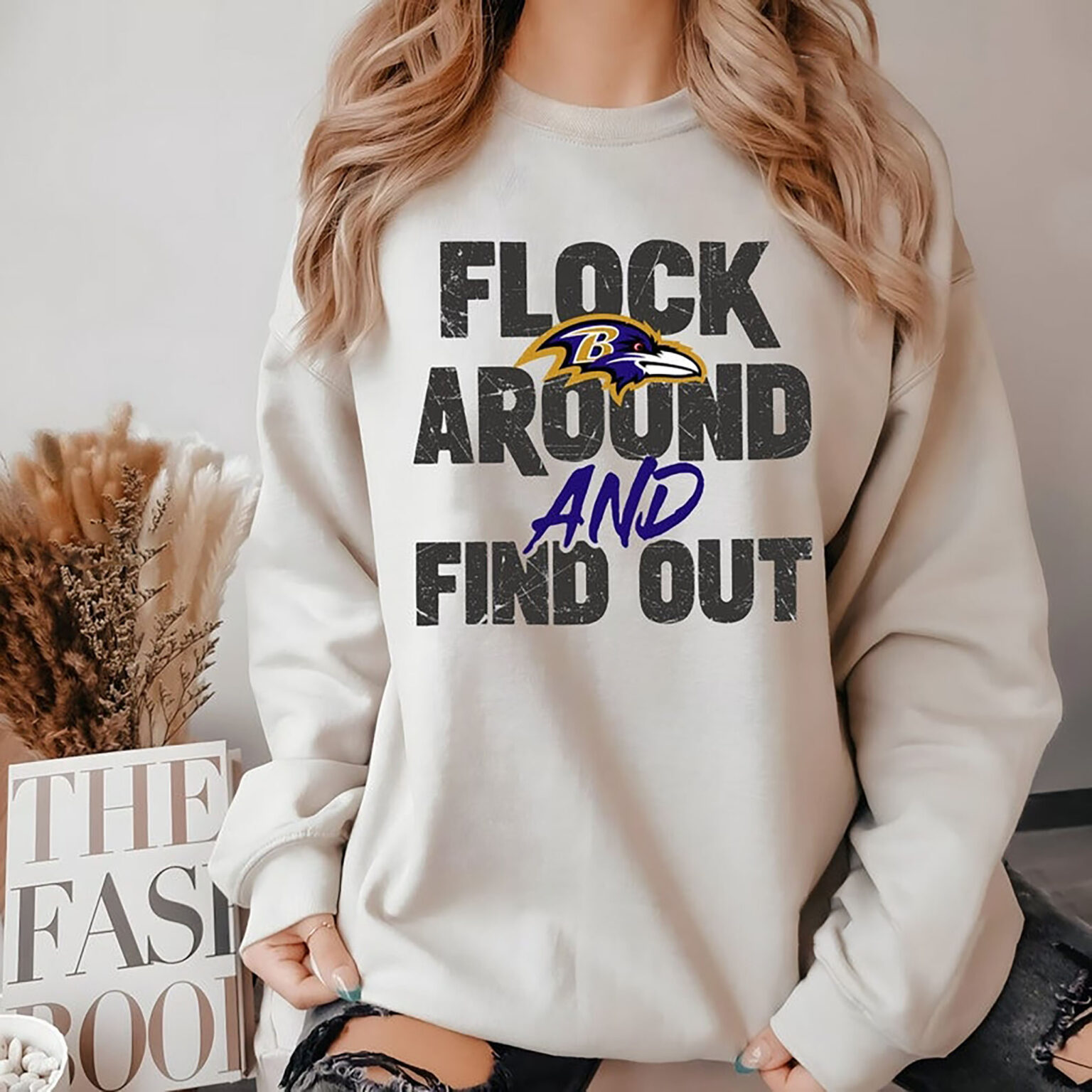 Ravens Flock Around And Find Out shirt, Baltimore Football shirt, Retro Raven Crewneck