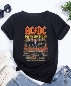 ACDC Band 51 Years Signatures T-Shirt, ACDC Band Shirt, Rock Band ACDC Pwr Up 2024 Tour Shirt