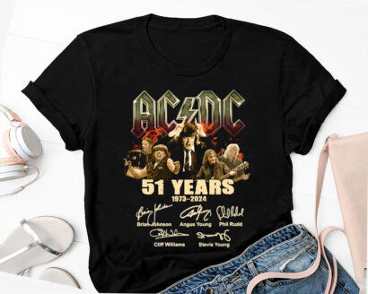 Graphic 51 Years ACDC 1973-2024 Shirt, Tour 2024 Shirt, Signature ACDC Rock Band Shirt, Ac/dc Band Tour 2024 Shirt, Ac/dc Shirt