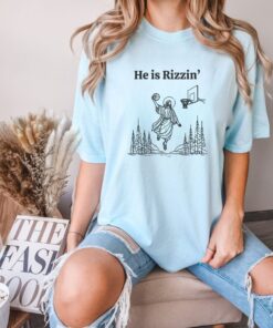 He is Rizzin' Funny Easter Shirt of Jesus Playing Basketball, Retro Christian Faith Religious Graphic Tee