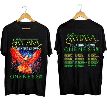 Carlos Santana and Counting Crows 2024 tour Shirt, The Oneness Tour 2024 Shirt, Carlos Santana tour Shirt