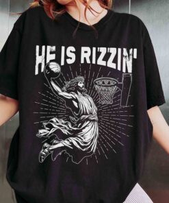 He Is Rizzin' Shirt, Funny Jesus Shirt, Humor Easter Shirt, Christian Easter Shirt, Easter Gift, Jesus Playing Basketball