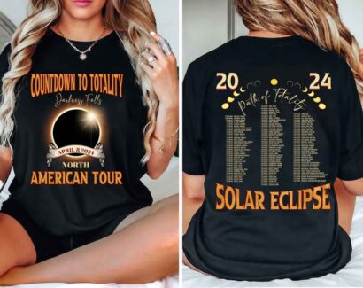 Total Solar Eclipse 2024 Tour Two Sides Shirt, Twice In A Lifetime 2024 Shirt, April 8 2024 Shirt, Total Solar Eclipse 2024 Tour Shirt