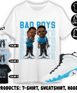 Jordan 9 Powder Blue T-Shirt, Bad Boys, Shirt In Light Blue To Match Sneaker