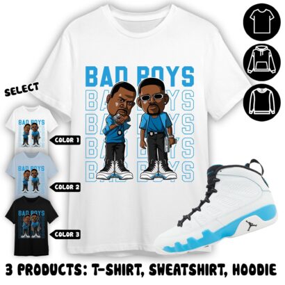 Jordan 9 Powder Blue T-Shirt, Bad Boys, Shirt In Light Blue To Match Sneaker