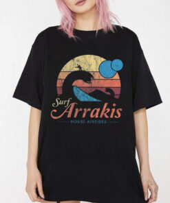 Arrakis Event Vintage Short Distressed Tee Surf Women Dune T Sci Unisex Fi Girl Shirt Big Family Shirts Friend