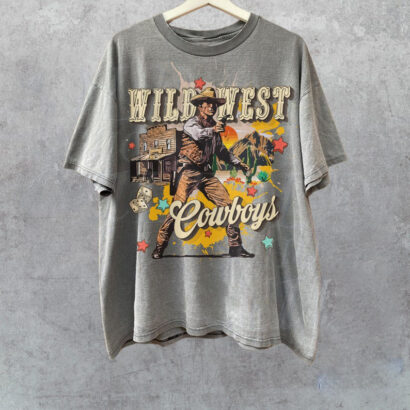 Wildwest Cowboys Vintage T-Shirt, Retro 90s Graphic Western Shirt