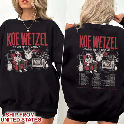 Koe Wettzel World Tour 2024 Shirt, 2 Sides Damn Near Normal Tour Gildan Sweatshirt, Koe Wettzel 2024 shirt