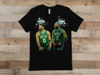 Jayson Tatum Jaylen Brown Celtic Shirt, Boston Shirt, Tatum Brown Duo Vintage, Airbrush Basketball Shirt, Gift For Him Boston Celtic JB JT Slam