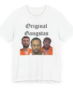 Scottie Scheffler Mugshot T Shirt Free Scottie T Shirt Scottie Scheffler, Tiger Woods, & John Daly Original Gangstas Mugshot T Shirt