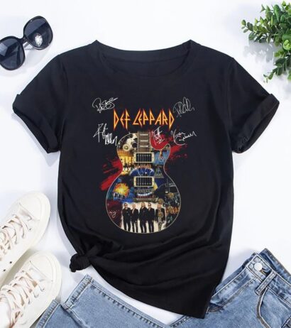 Def Leppard Siagntures Guitar T-Shirt, Def Leppard Band Shirt, Def Leppard 90s Vintage Shirt, Def Leppard Rock Music, Def Leppard Tour 2024