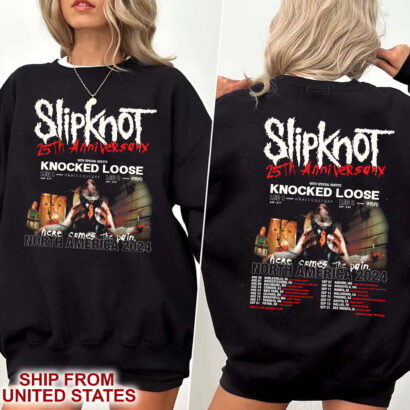 Slipknot tour 2024 shirt, 25th Anniversary Hard R0ck Shirt, Here Comes The Pain Tour Sweatshirt, SKNT Tour Tee For Fans