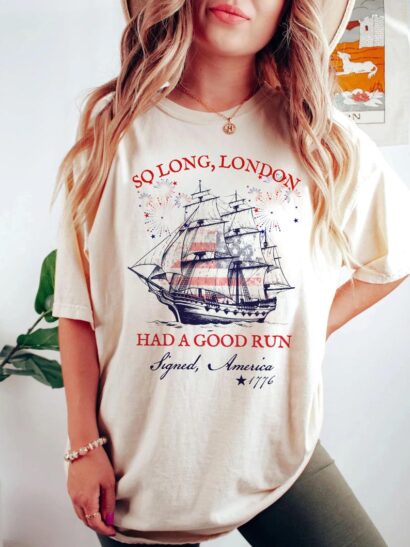 So Long London Tee, 4th of July Gildan Tshirt, Gift For Fans, Gift For Her, Fourth Of July Shirt, Patriotic Shirt