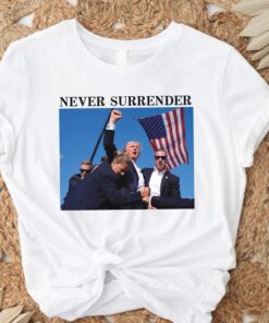Trump Never Surrender Shirt, Mugshot Tshirt,Republican Gifts,Support Trump Shirts