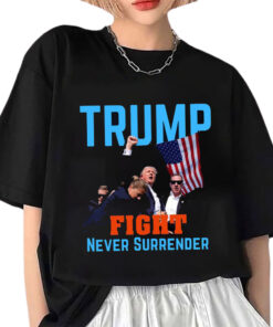 Trump Assassination T-Shirt, Donald Trump Shooting Tee, Fight Trump Shirt, Never Surrender Tee, Republican Shirt, Make America Great Shirt