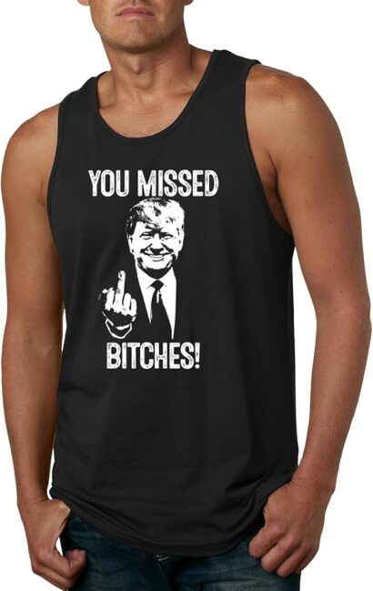 You Missed Bitches, Funny Trump Middle Finger Shot Rally 2024 Election MAGA Trump Shirt