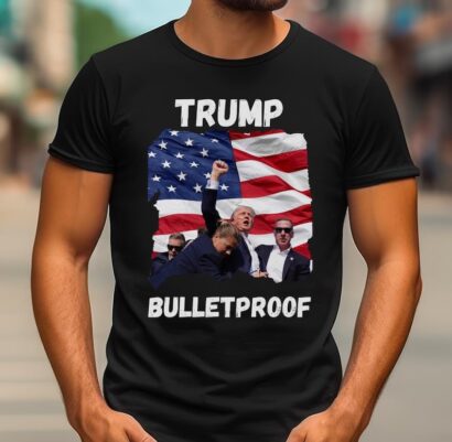 Trump Shooting T-Shirt, Donald Trump Bulletproof Tee, Fight Trump Shirt, Never Surrender Tee