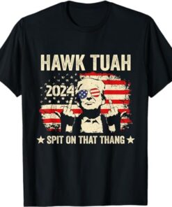 Trump 2024 Flag Funny Hawk Tush Middle Finger 24 Vote Trump T-Shirt