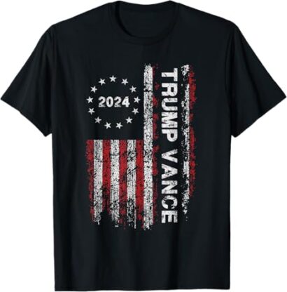 Trump Vance 2024 US Flag Vintage, Election President 2024 T-Shirt