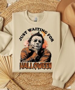 Just Waiting For Halloween Sweatshirt, Retro Horror Characters Halloween T-shirt, Gifts for Halloween, Spooky Season Shirt,