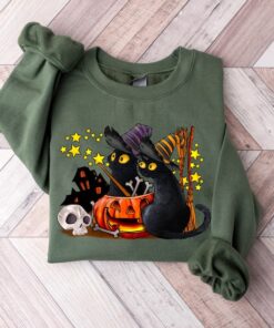 Cat halloween sweatshirt, ghost cat shirt, Halloween Sweater, Halloween Cat Shirt, Cat Lover Shirt, Black Cat Shirt, Spooky Season