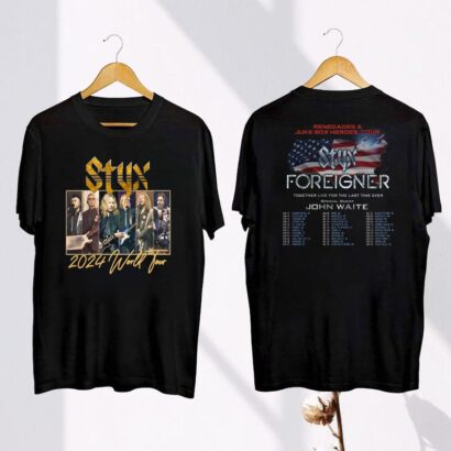 Styx Band Tour 2024 Shirt, 2024 Styx And Foreigner Band Tour Shirt, Styx Fan Gift