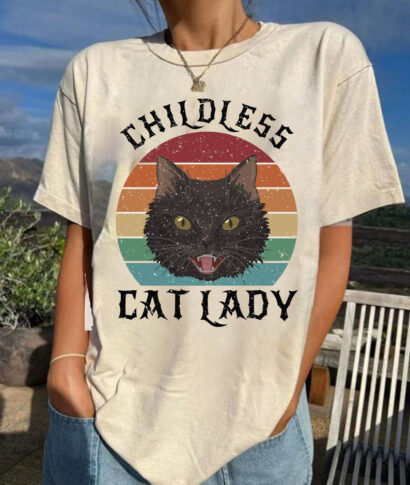 Childless Cat Lady Vintage shirt, Rocker Tee, Vote 2024, Feminist Voting Shirt