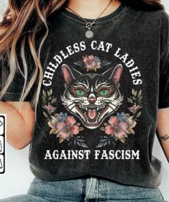 Amare Box Childless Cat Ladies Shirt, Girls Female Against Fascism Retro, Feminist Graphic Tee Unisex Shirt