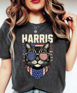 Harris Patriotic Cat Tee, Childless Cat Lady T-Shirt, Voting Shirt, Votes For Women, Kamala Rally Shirt