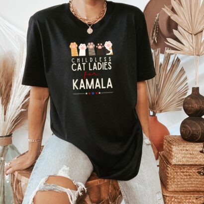 Childless Cat Ladies For Kamala Shirt, Kamala Harris 2024 President Shirt, Cat Mom Shirt, Kamala Rally T Shirt