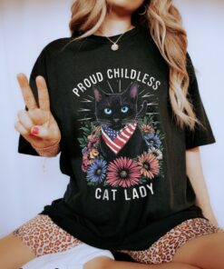 Childless Cat Lady Shirt, Funny Cat Lady Shirt, Black Cat, Feminist Shirt, Miserable Childless Cat Lady, Kamala 2024 Election Shirt