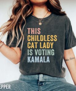 Childless Cat Lady For Kamala, Childless Cat Ladies Is Voting, Coconut Tree, Vote Blue Shirt, 2024 Election Voting Shirt