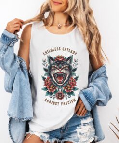 Childless Cat Lady Tank, Childless Cat Ladies Tank Top, Against Fascism Top, Feminist Shirt, Childless cat lady for Kamala Harris Shirt