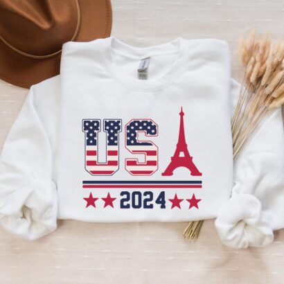 2024 Paris Olimpics Sweatshirt, USA Eiffel Tower T-Shirt, USA 2024 T-Shirt, USA Team Shirt, Paris France Shirt, Paris Games Shirt