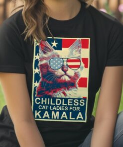 hildless Cat Lady Kamala Shirt, Ladies for Kamala Harris President 2024 Unisex T-Shirt