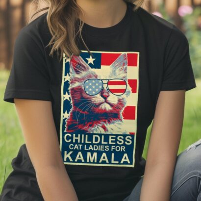 hildless Cat Lady Kamala Shirt, Ladies for Kamala Harris President 2024 Unisex T-Shirt